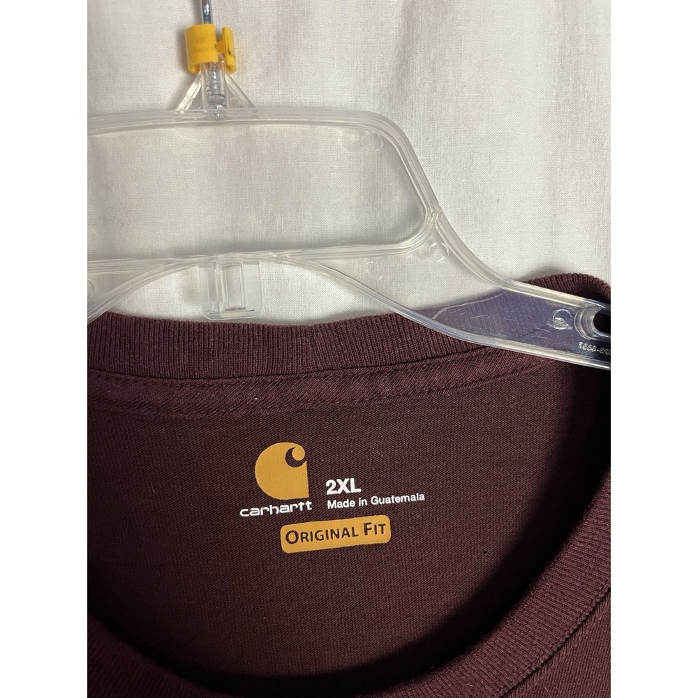 Carhartt Original Fit Workwear Shirt Men's 2XL Maroon Pocket Short Sleeve Cotton - Picture 3 of 5